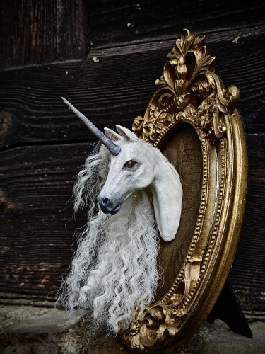 Unicorn portrait sculpture
