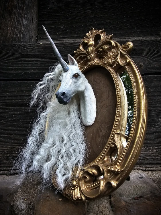 Unicorn portrait sculpture