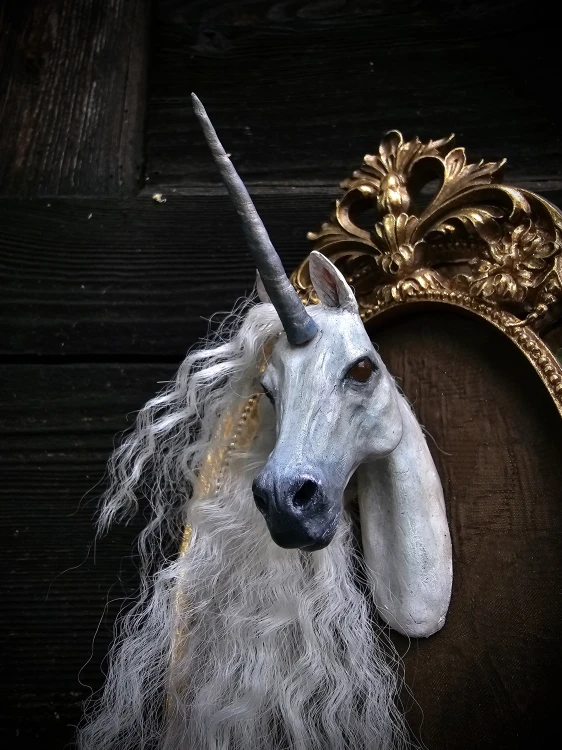 Unicorn portrait sculpture