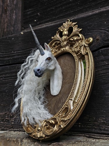Unicorn portrait sculpture